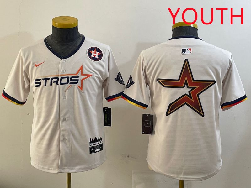 Youth Houston Astros Blank Cream three generations Joint Name 2025 Nike MLB Jersey style 41412->youth mlb jersey->Youth Jersey
